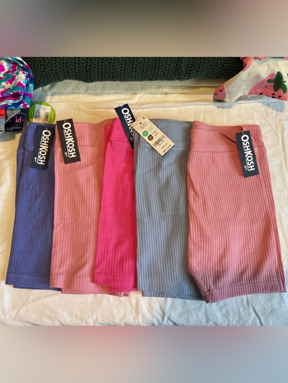 OshKosh B'gosh Ribbed Knit Girls' Shorts - Pink, Hot Pink, Blue, Lavender